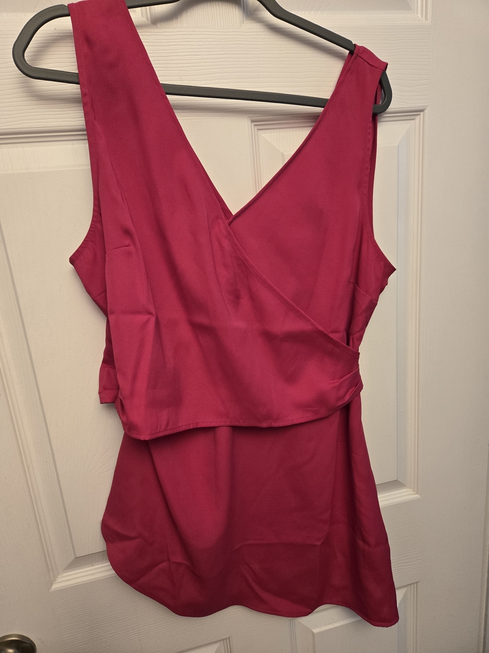 INC Hot Pink Sleeveless Wrap-Style Blouse